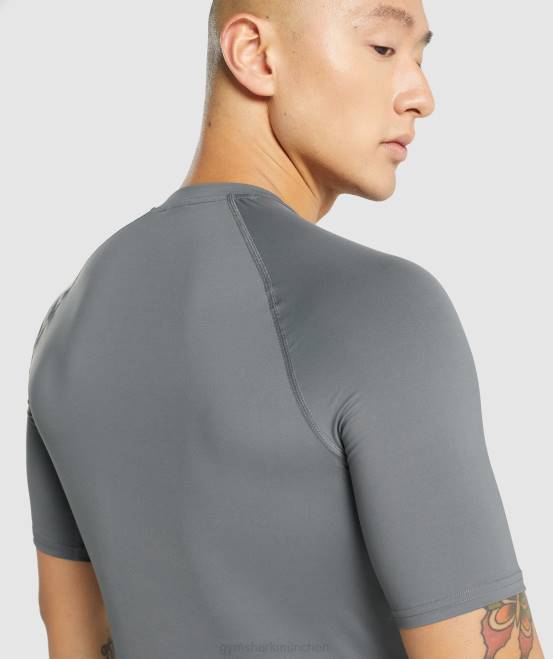 Holzkohle Kleidung Gymshark Männer Element-Baselayer-T-Shirt 04P8744