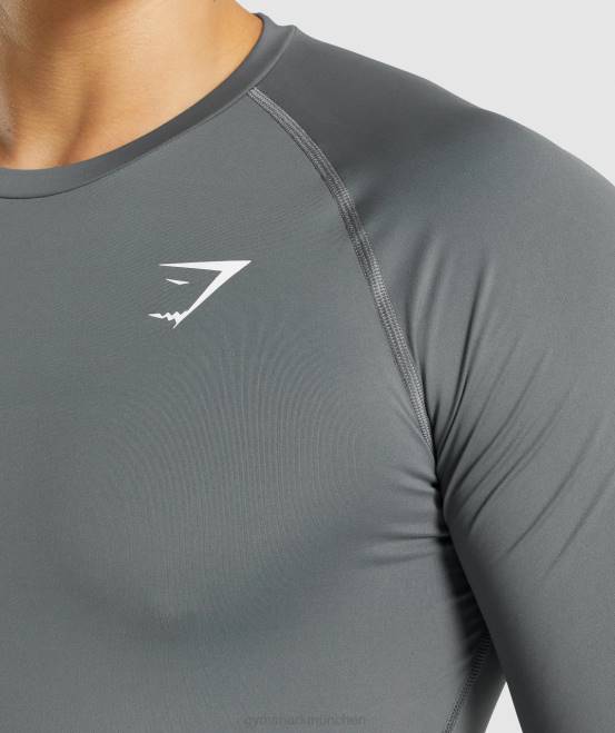 Holzkohle Kleidung Gymshark Männer Element-Baselayer-T-Shirt 04P8744