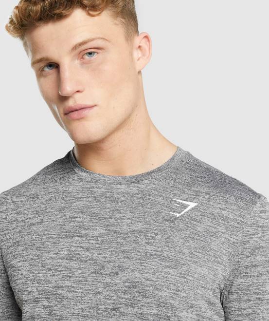 Holzkohle Mergel Kleidung Gymshark Männer Ankunft meliertes T-Shirt 04P8698