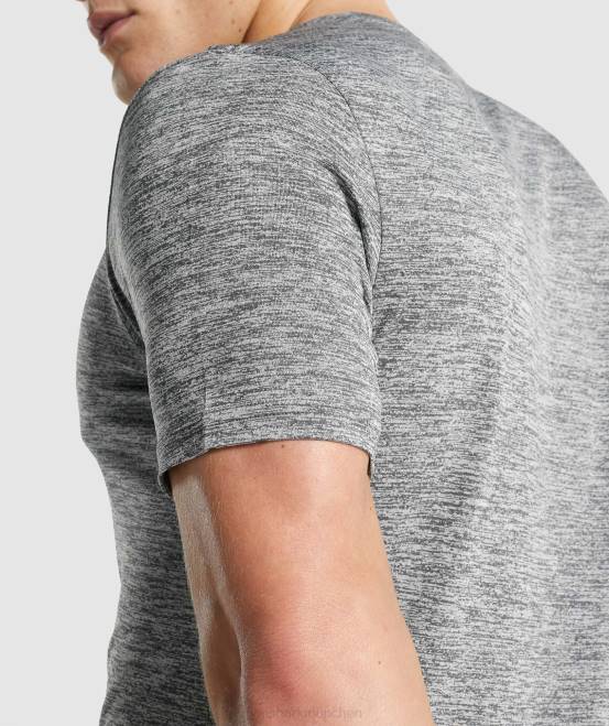 Holzkohle Mergel Kleidung Gymshark Männer Ankunft meliertes T-Shirt 04P8698