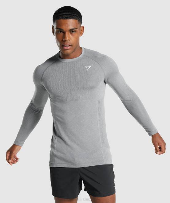 Holzkohle Mergel Kleidung Gymshark Männer Vital Light nahtloses Langarm-T-Shirt 04P8712
