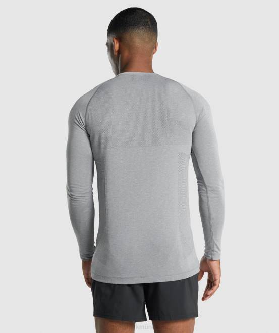 Holzkohle Mergel Kleidung Gymshark Männer Vital Light nahtloses Langarm-T-Shirt 04P8712
