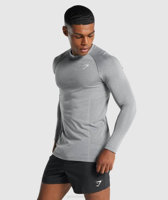 Holzkohle Mergel Kleidung Gymshark Männer Vital Light nahtloses Langarm-T-Shirt 04P8712