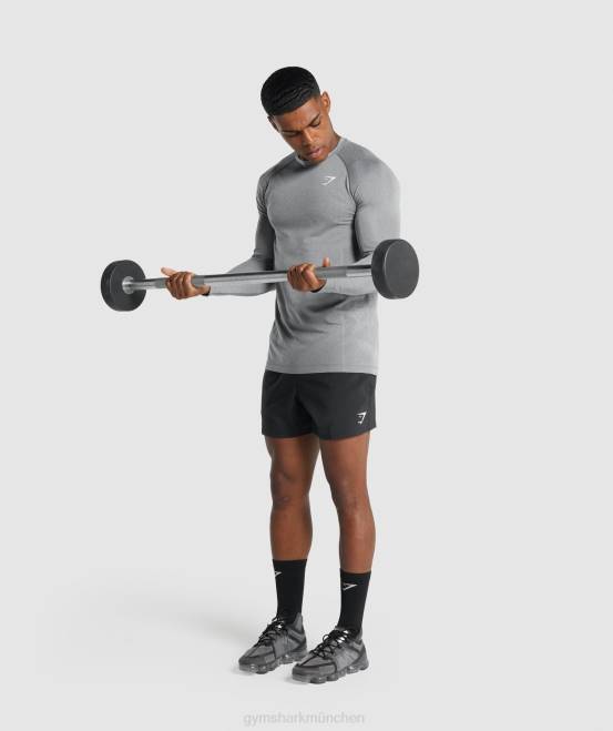 Holzkohle Mergel Kleidung Gymshark Männer Vital Light nahtloses Langarm-T-Shirt 04P8712