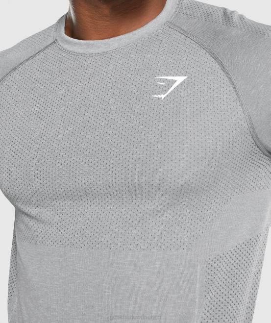 Holzkohle Mergel Kleidung Gymshark Männer Vital Light nahtloses Langarm-T-Shirt 04P8712