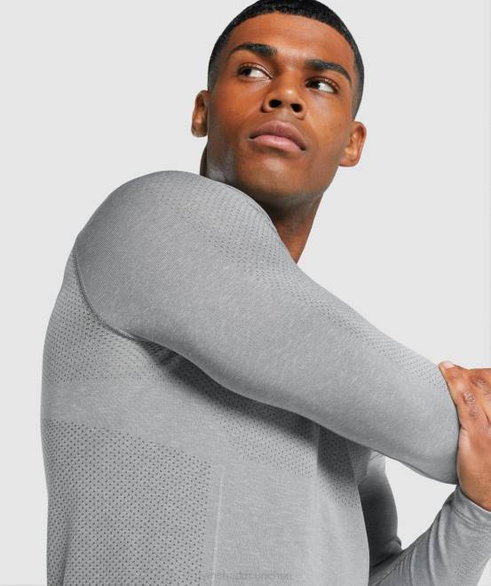 Holzkohle Mergel Kleidung Gymshark Männer Vital Light nahtloses Langarm-T-Shirt 04P8712