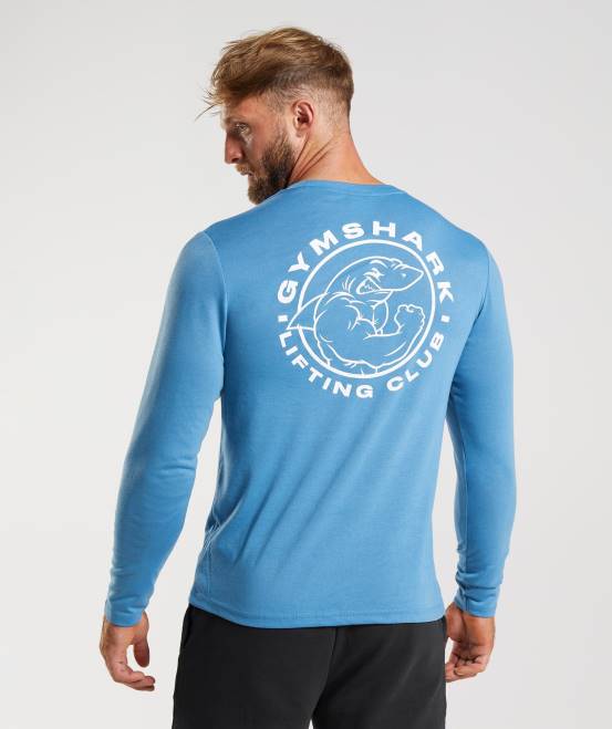 Küstenblau Kleidung Gymshark Männer Legacy-Langarm-T-Shirt 04P8675