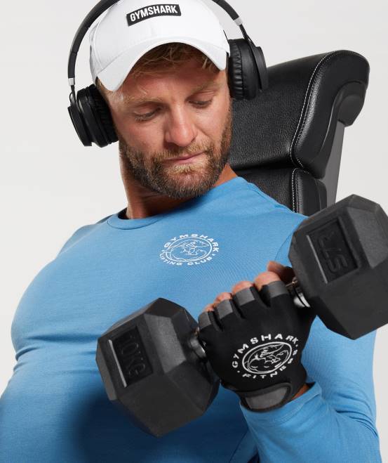 Küstenblau Kleidung Gymshark Männer Legacy-Langarm-T-Shirt 04P8675