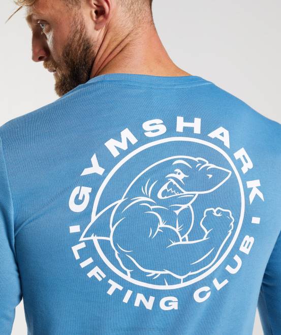 Küstenblau Kleidung Gymshark Männer Legacy-Langarm-T-Shirt 04P8675