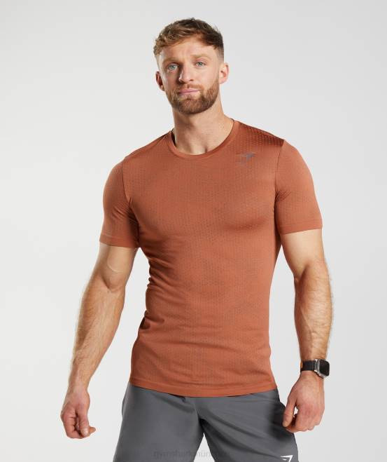 Kakirot/warmes Braun Kleidung Gymshark Männer Nahtloses Sport-T-Shirt 04P8721