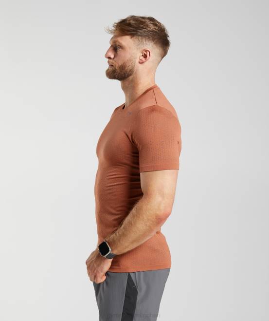 Kakirot/warmes Braun Kleidung Gymshark Männer Nahtloses Sport-T-Shirt 04P8721