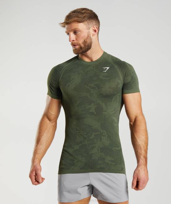 Kern oliv/schwarz Kleidung Gymshark Männer Geo-nahtloses T-Shirt 04P8645