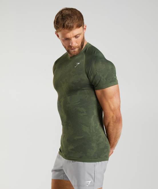 Kern oliv/schwarz Kleidung Gymshark Männer Geo-nahtloses T-Shirt 04P8645