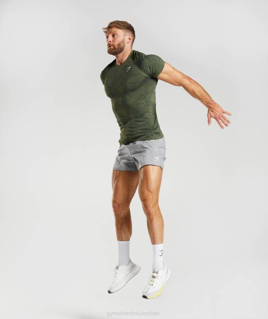 Kern oliv/schwarz Kleidung Gymshark Männer Geo-nahtloses T-Shirt 04P8645