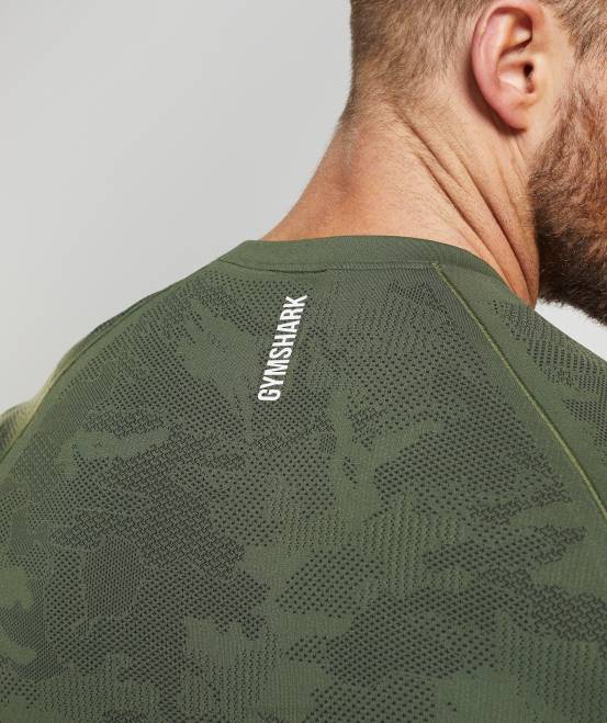 Kern oliv/schwarz Kleidung Gymshark Männer Geo-nahtloses T-Shirt 04P8645