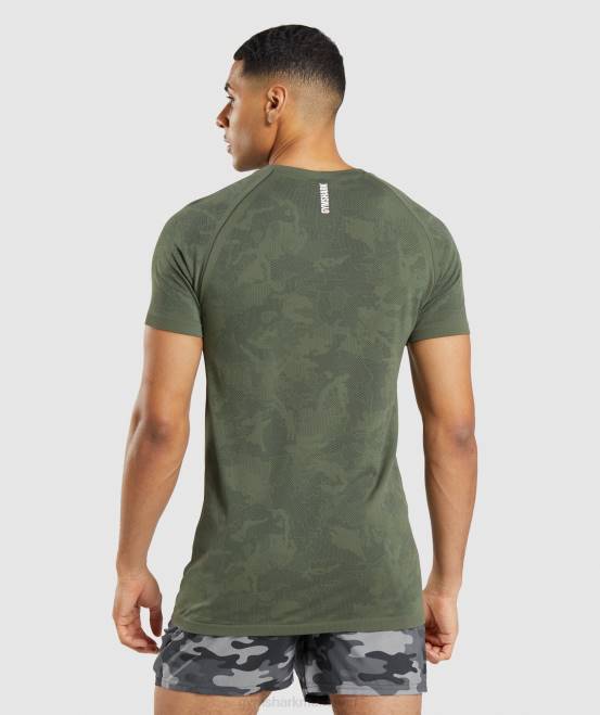 Kern oliv/schwarz Kleidung Gymshark Männer Geo-nahtloses T-Shirt 04P8658