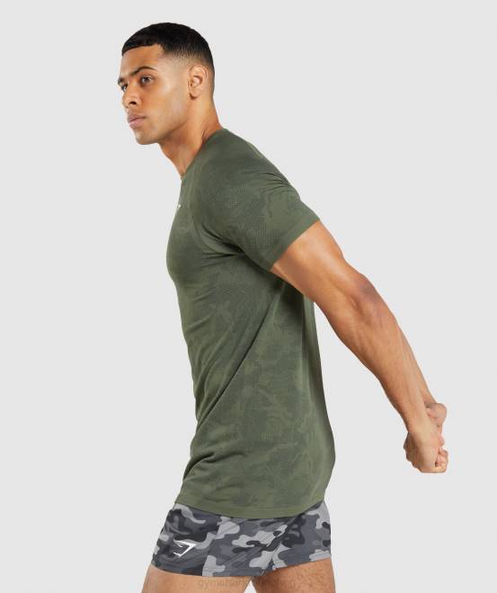 Kern oliv/schwarz Kleidung Gymshark Männer Geo-nahtloses T-Shirt 04P8658