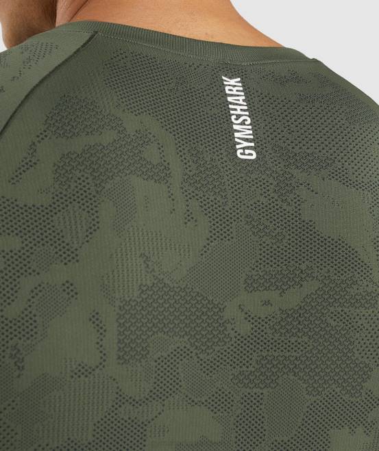 Kern oliv/schwarz Kleidung Gymshark Männer Geo-nahtloses T-Shirt 04P8658