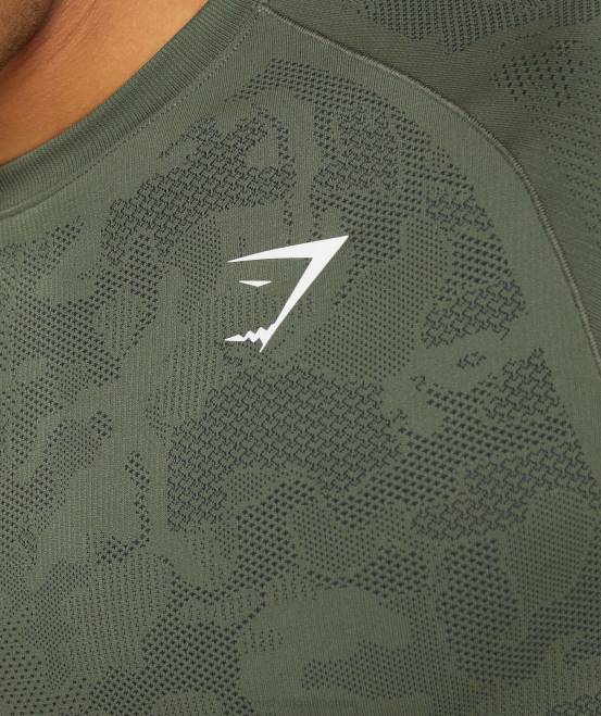 Kern oliv/schwarz Kleidung Gymshark Männer Geo-nahtloses T-Shirt 04P8658