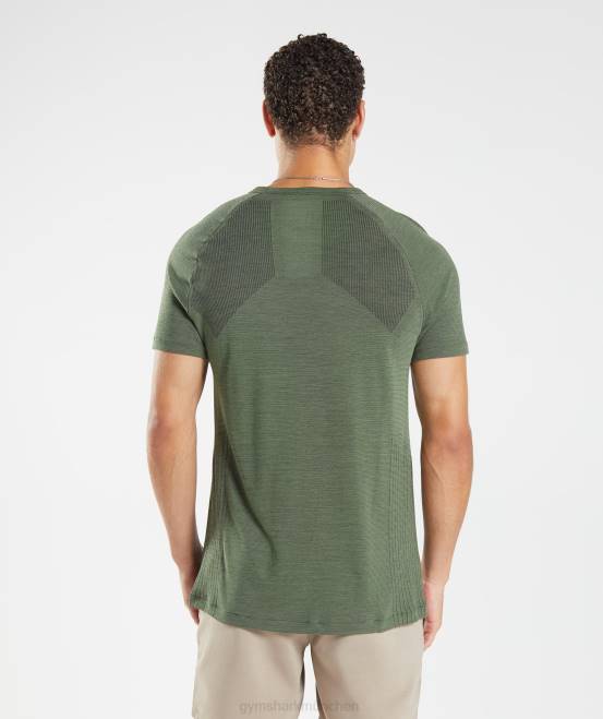 Kernoliv/Schwarzmergel Kleidung Gymshark Männer Retake nahtloses T-Shirt 04P8626