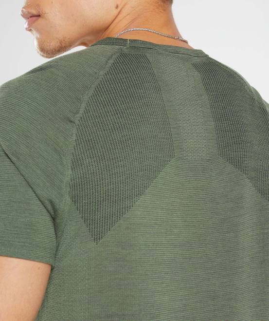 Kernoliv/Schwarzmergel Kleidung Gymshark Männer Retake nahtloses T-Shirt 04P8626