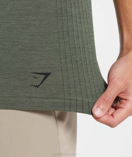 Kernoliv/Schwarzmergel Kleidung Gymshark Männer Retake nahtloses T-Shirt 04P8626