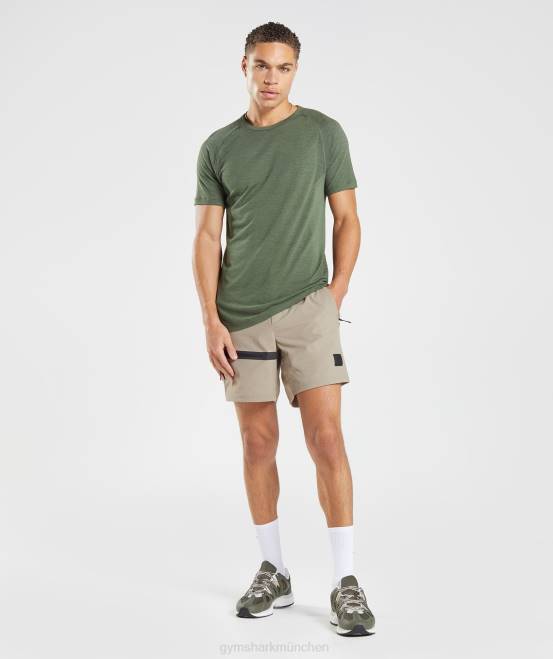 Kernoliv/Schwarzmergel Kleidung Gymshark Männer Retake nahtloses T-Shirt 04P8626