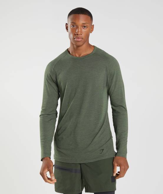 Kernolive Kleidung Gymshark Männer Retake nahtloses Langarm-T-Shirt 04P8647