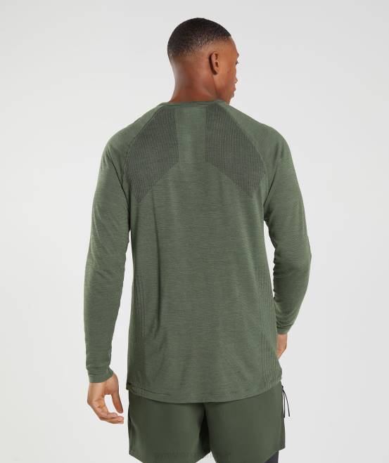 Kernolive Kleidung Gymshark Männer Retake nahtloses Langarm-T-Shirt 04P8647