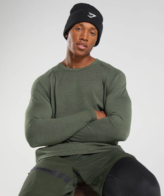 Kernolive Kleidung Gymshark Männer Retake nahtloses Langarm-T-Shirt 04P8647