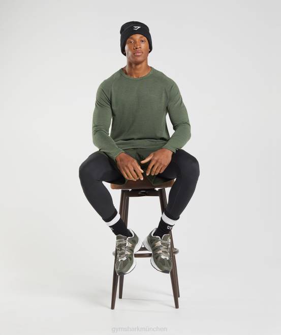 Kernolive Kleidung Gymshark Männer Retake nahtloses Langarm-T-Shirt 04P8647
