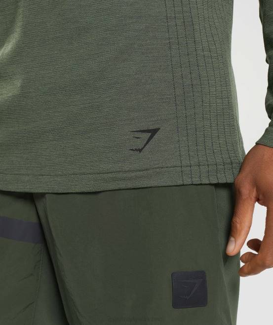 Kernolive Kleidung Gymshark Männer Retake nahtloses Langarm-T-Shirt 04P8647