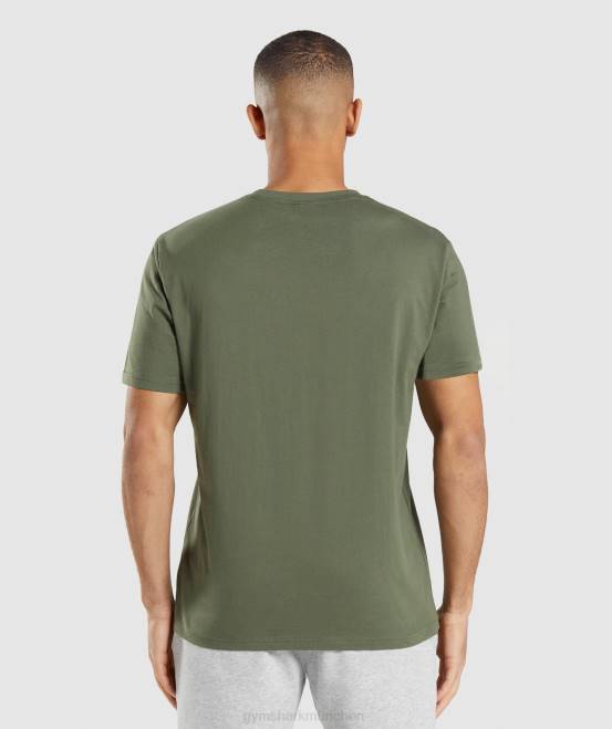 Kernolive Kleidung Gymshark Männer T-Shirt mit Wappen 04P8625