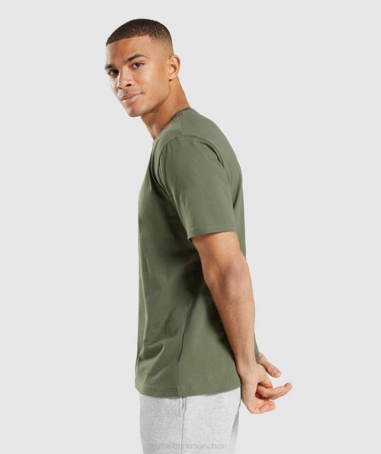 Kernolive Kleidung Gymshark Männer T-Shirt mit Wappen 04P8625