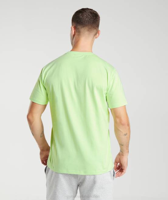Kiwigrün Kleidung Gymshark Männer T-Shirt mit Wappen 04P8728