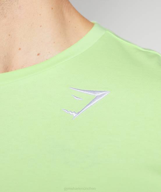 Kiwigrün Kleidung Gymshark Männer T-Shirt mit Wappen 04P8728