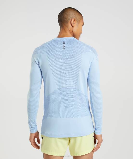 Leinenblau/Hofblau Kleidung Gymshark Männer Apex nahtloses Langarm-T-Shirt 04P8750