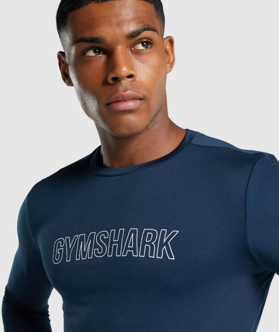 Marine Kleidung Gymshark Männer Ankunfts-Langarm-T-Shirt mit Grafik 04P8669