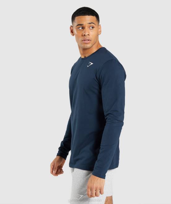 Marine Kleidung Gymshark Männer unverzichtbares Langarm-T-Shirt 04P8702