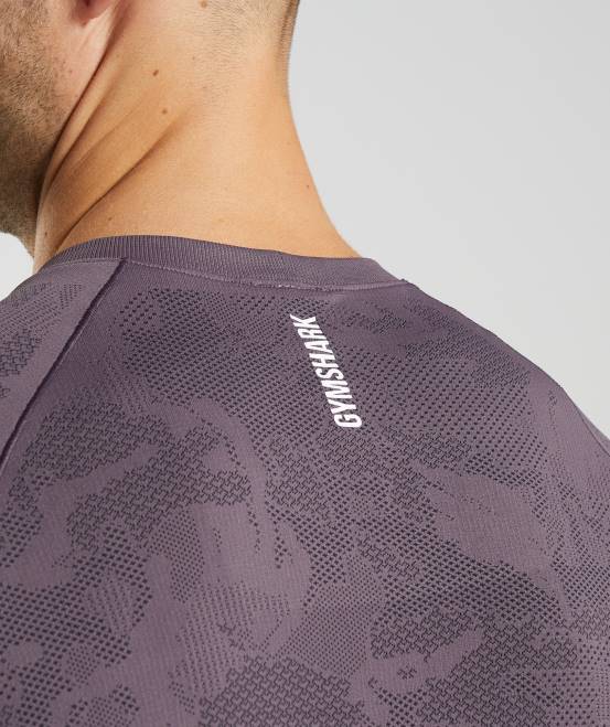 Moschusflieder/Schwarz Kleidung Gymshark Männer Geo-nahtloses Langarm-T-Shirt 04P8700