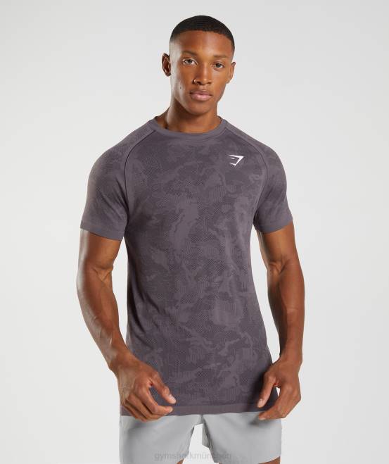 Moschusflieder/Schwarz Kleidung Gymshark Männer Geo-nahtloses T-Shirt 04P8716