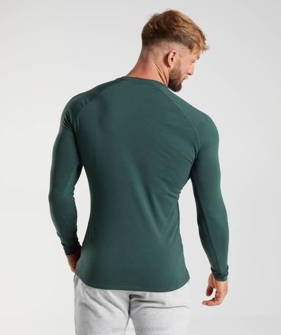 Obsidiangrün Kleidung Gymshark Männer Apollo-Langarm-T-Shirt 04P8754