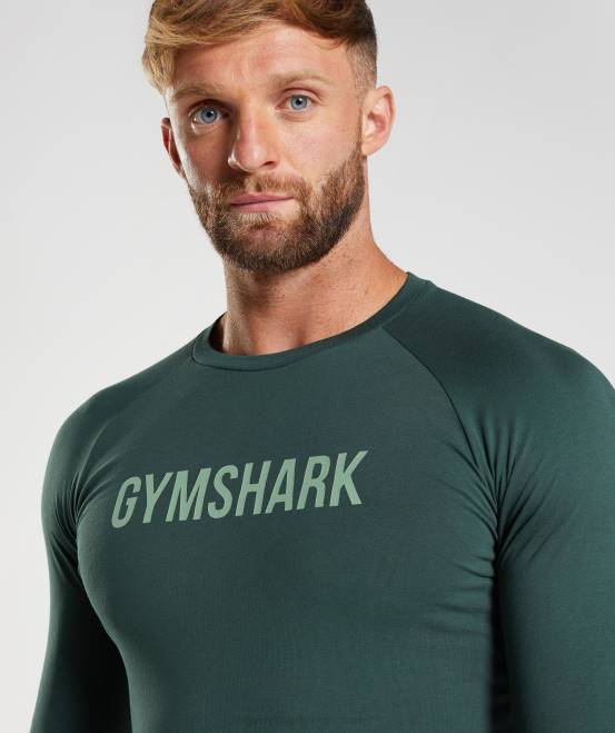 Obsidiangrün Kleidung Gymshark Männer Apollo-Langarm-T-Shirt 04P8754