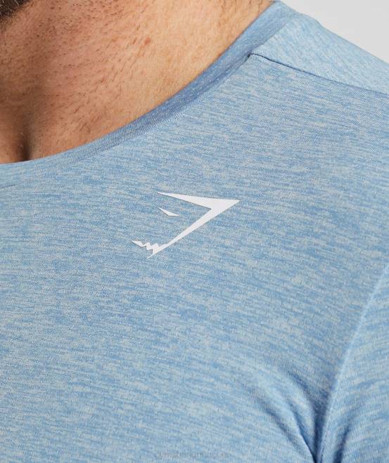 Ozonblau/Skylineblau meliert (ausverkauft) Kleidung Gymshark Männer Ankunft meliertes T-Shirt 04P8781