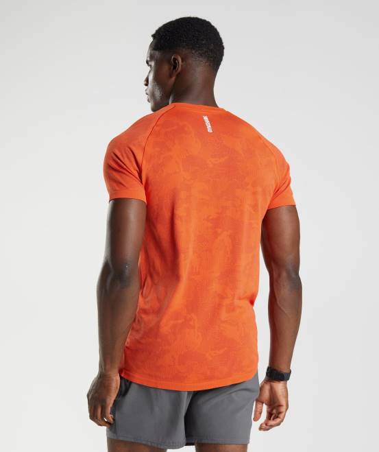 Pfeffer rot/Salsa rot Kleidung Gymshark Männer Geo-nahtloses T-Shirt 04P8616