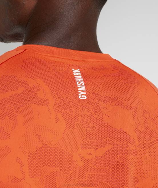 Pfeffer rot/Salsa rot Kleidung Gymshark Männer Geo-nahtloses T-Shirt 04P8616