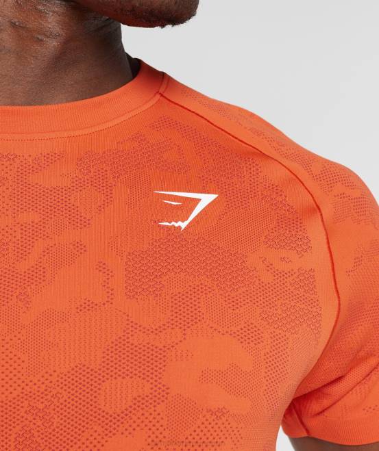 Pfeffer rot/Salsa rot Kleidung Gymshark Männer Geo-nahtloses T-Shirt 04P8616