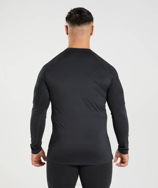 Schwarz Kleidung Gymshark Männer 315 Langarm-T-Shirt 04P8622