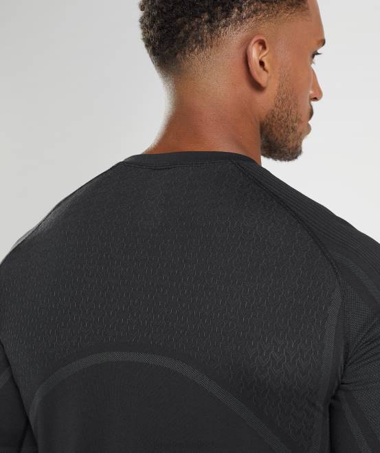 Schwarz Kleidung Gymshark Männer 315 Langarm-T-Shirt 04P8696