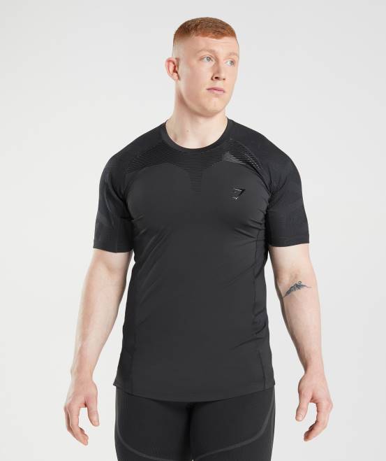 Schwarz Kleidung Gymshark Männer 315 T-Shirt 04P8722